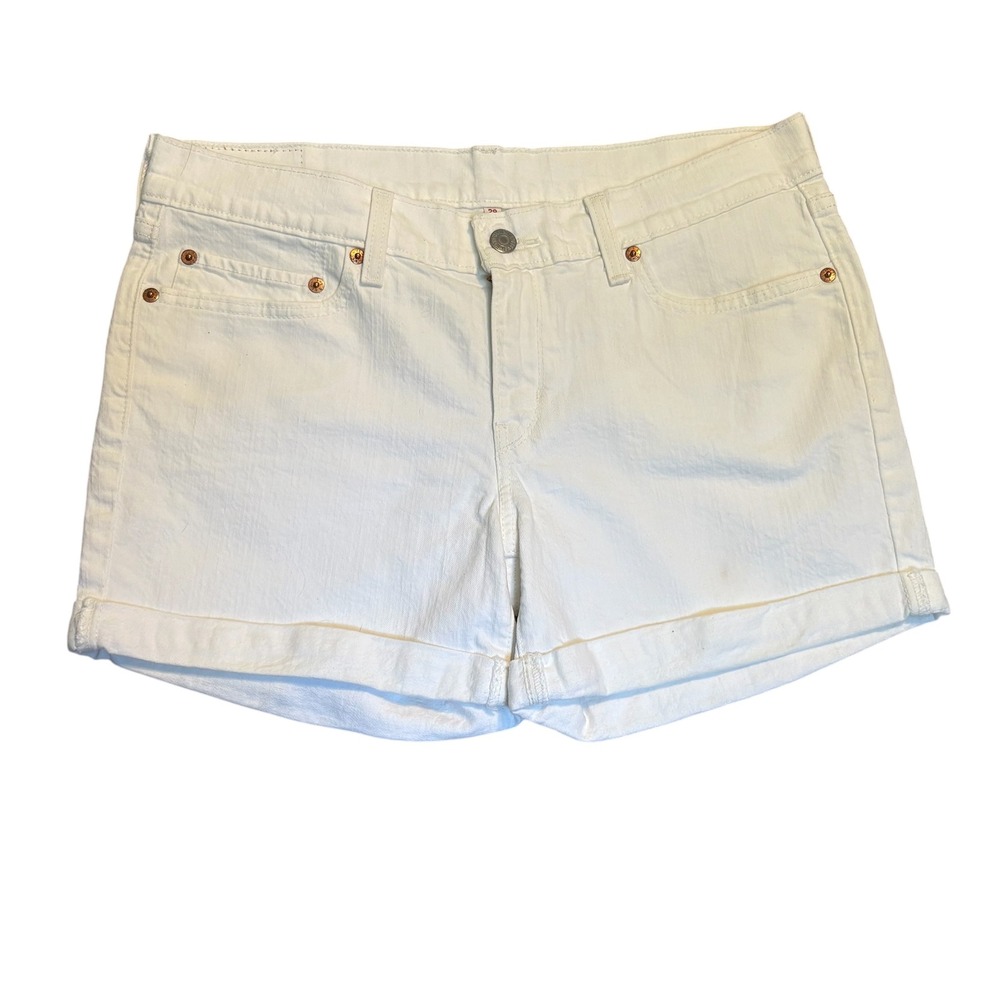 Levi's White Rolled-Hem Denim Shorts